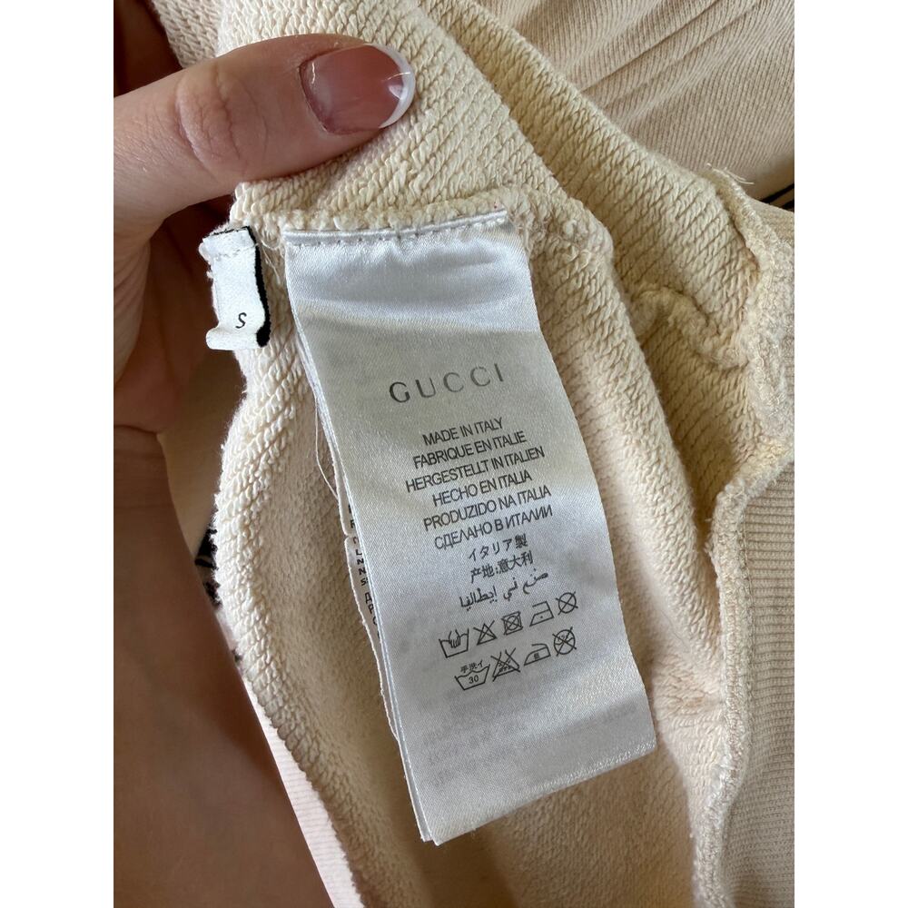 Gucci Cream Black Cotton Pullover Hoodie Women's Size S - Picture 3 of 4